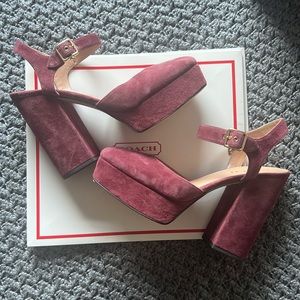 Brand new suede Coach Isabella Maryjane platform shoes. Size 9.5